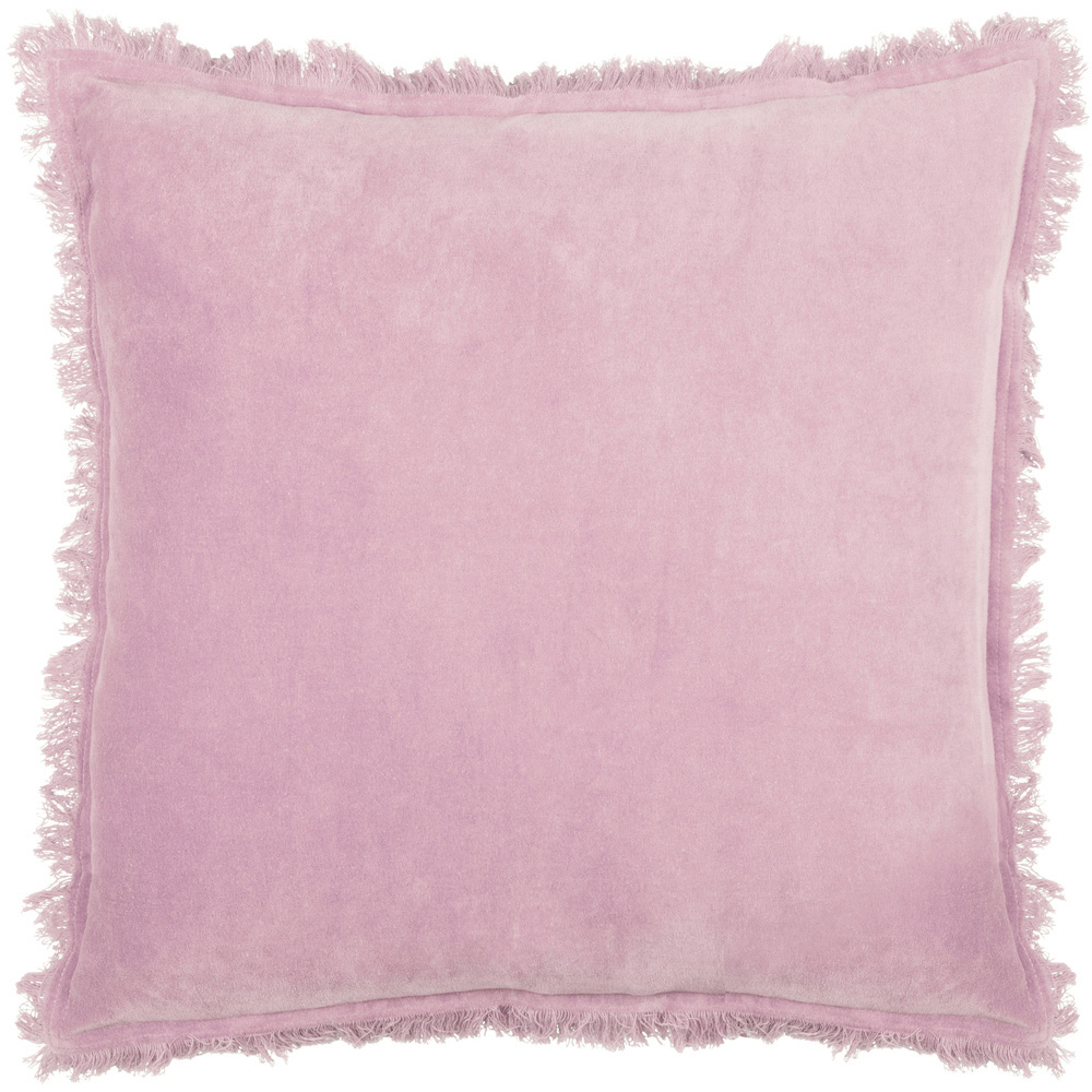 furn. Gracie Lilac Velvet Fringed Cushion Image 1