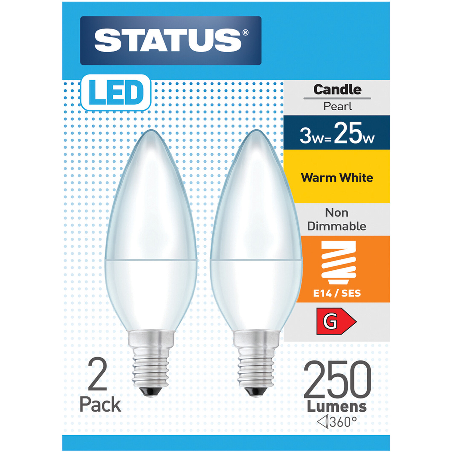 Status 2 Pack SES LED 250 Lumens Candle Light Bulbs Image 1