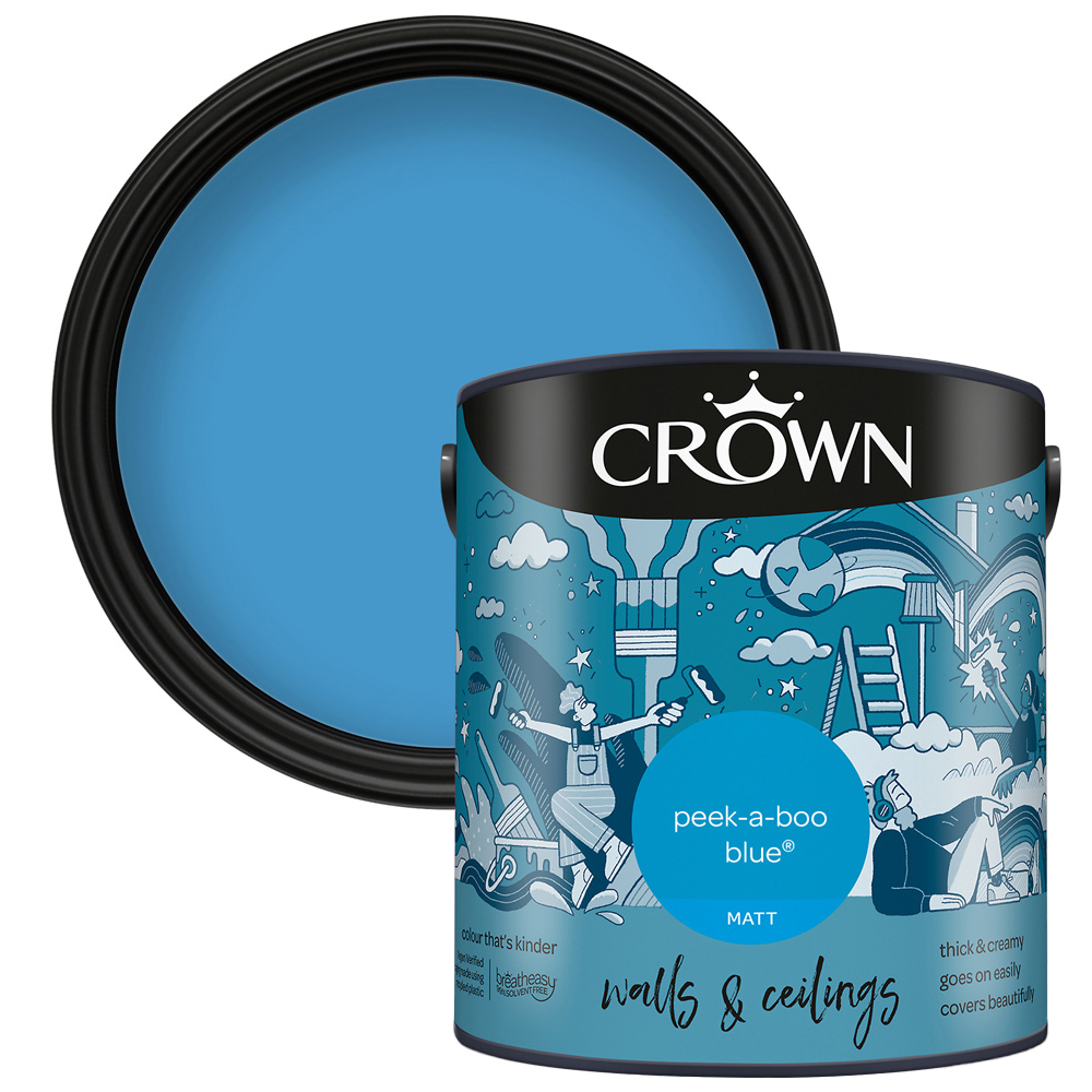 Crown Walls & Ceilings Peekaboo Blue Matt Emulsion Paint 2.5L Image 1