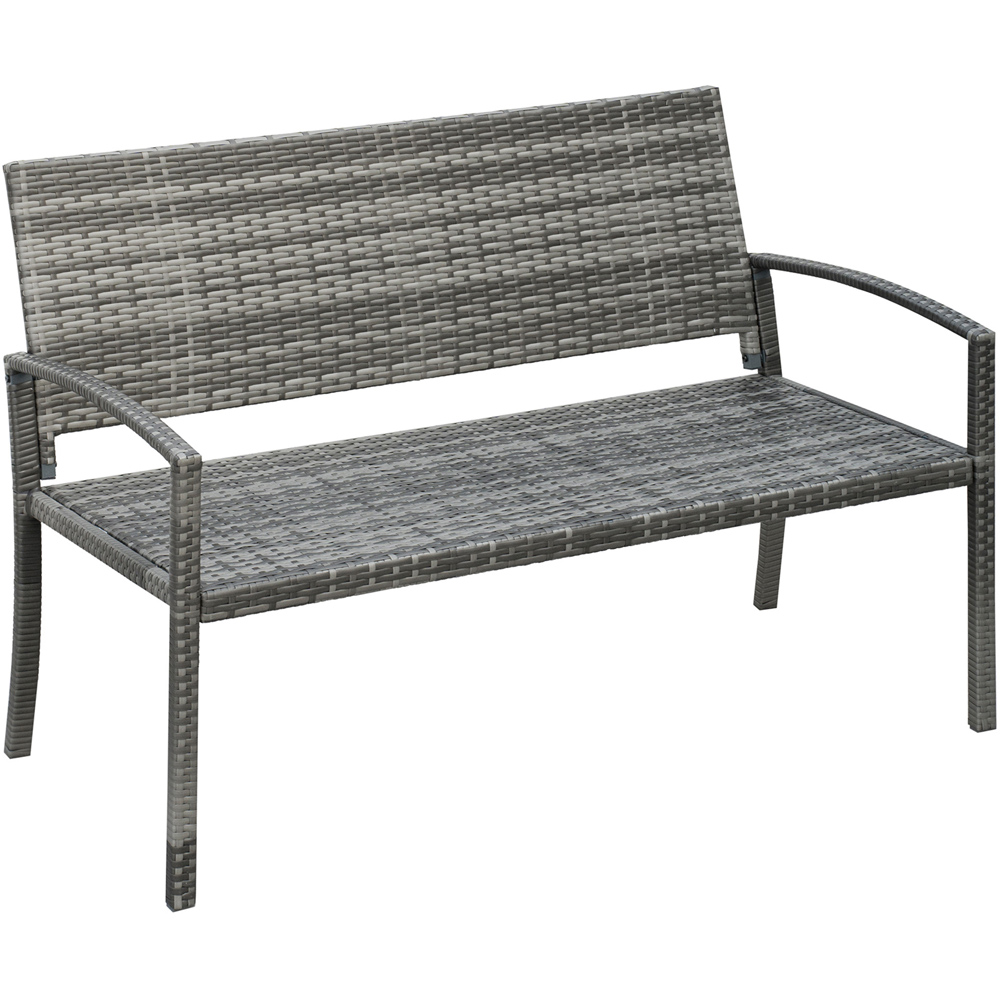 Outsunny 2 Seater Grey Rattan Bench Image 2