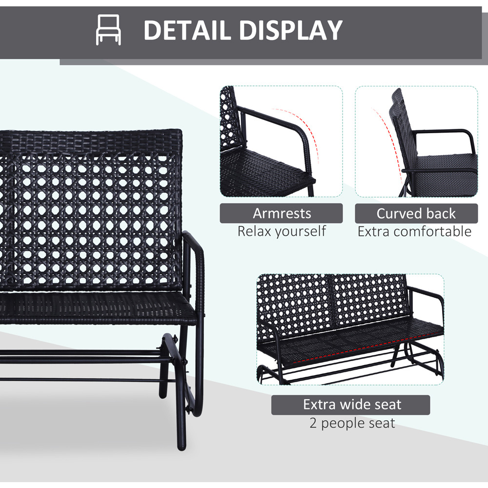 Outsunny 2 Seater Rattan Rocking Garden Bench Image 6