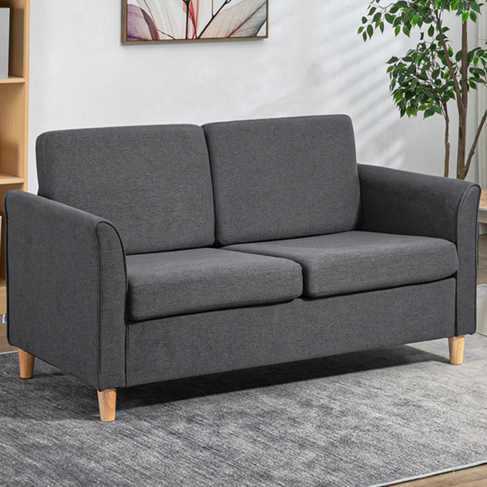 Portland 2 Seater Dark Grey Linen Loveseat Sofa Image 1
