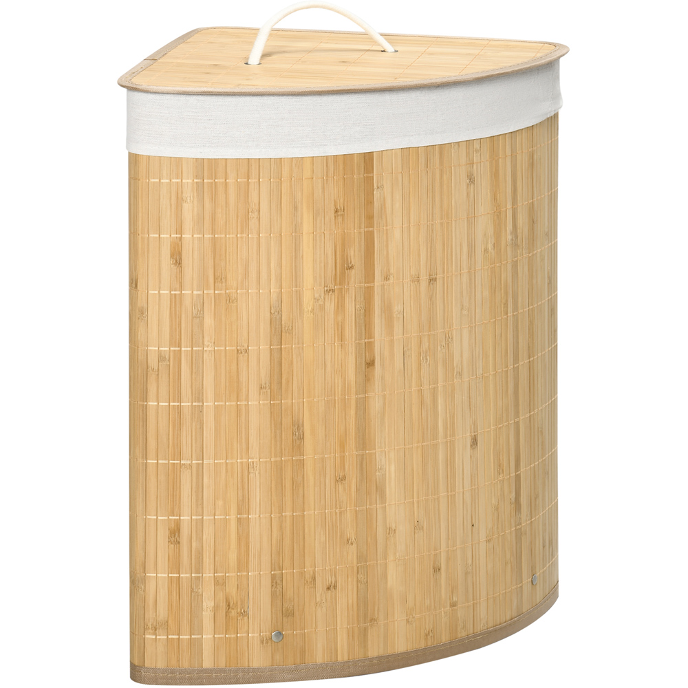 HOMCOM Natural Bamboo Laundry Basket with Lid Image 1