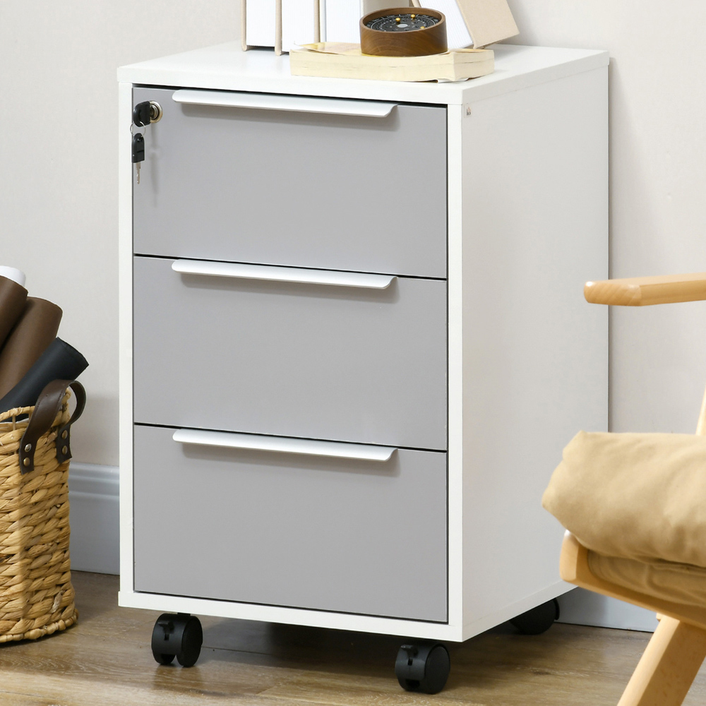 Portland 3 Drawer Grey Mobile Chest of Drawers Image 1