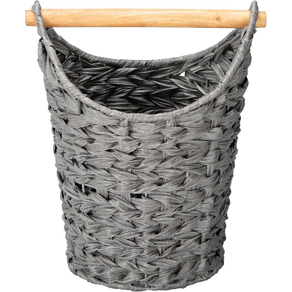 Grey Wicker Toilet Roll Basket Image 1