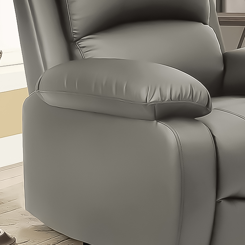 Brooklyn Light Grey Bonded Leather Manual Recliner Chair Image 3