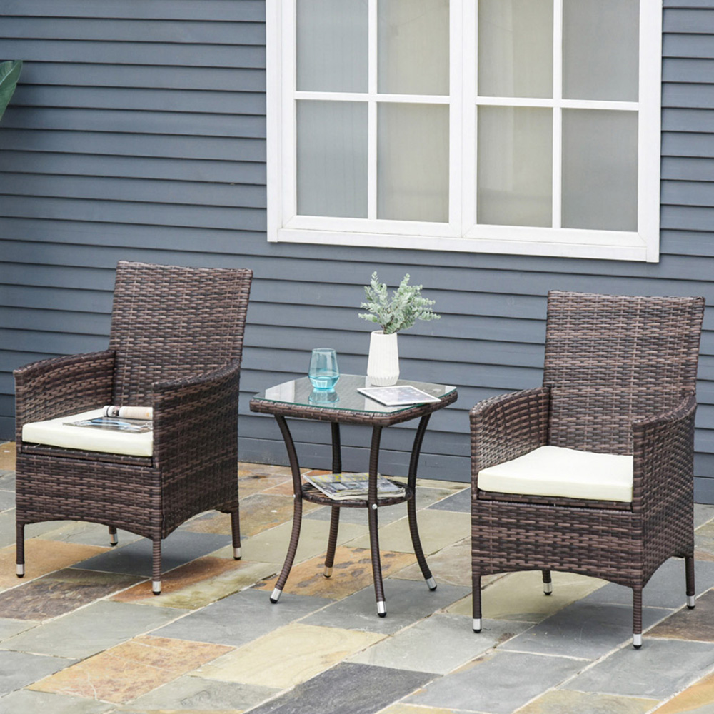 Outsunny Set of 2 Rattan Arm Chairs Image 1