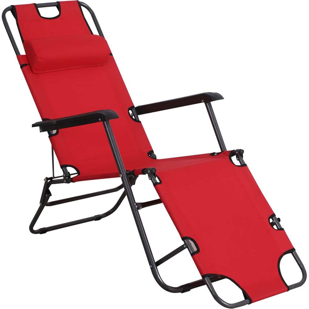 Outsunny 2 in 1 Red Folding Recliner Chair and Sun Lounger Image 2