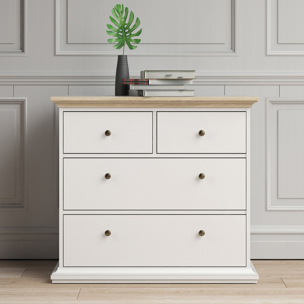 Florence Paris 4 Drawer White and Oak Chest of Drawers Image 6