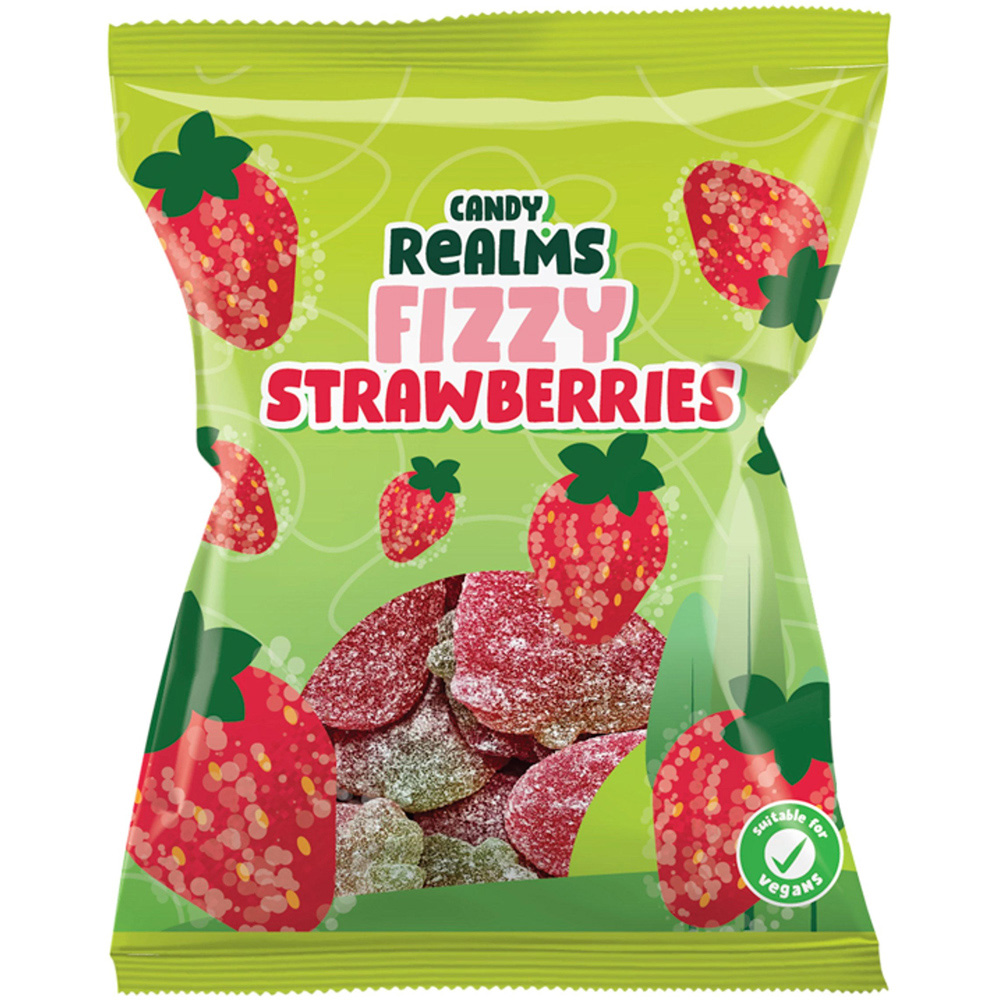 Candy Realms Fizzy Strawberries 190g Image