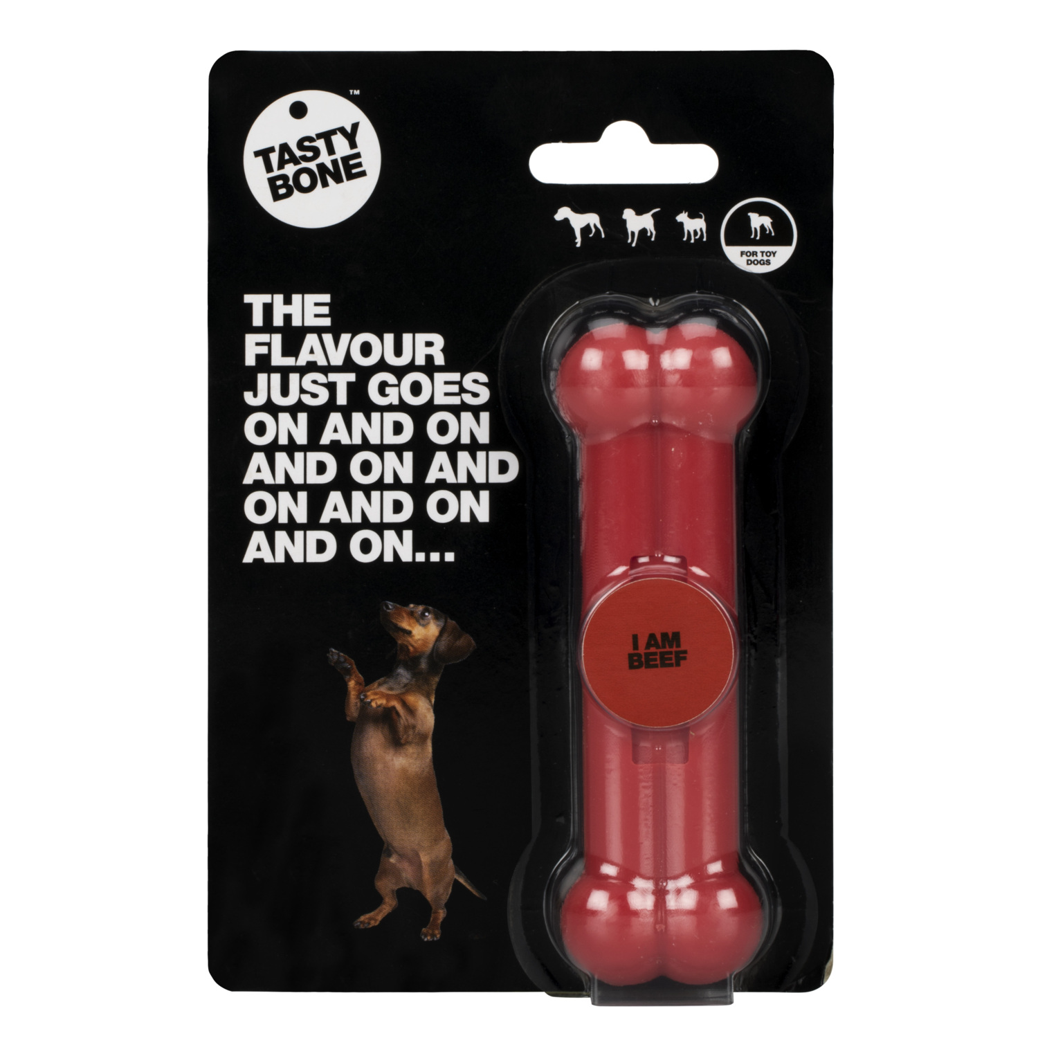 Tasty Bone Beef Flavoured Dog Toy - Red / Toy Dogs Image