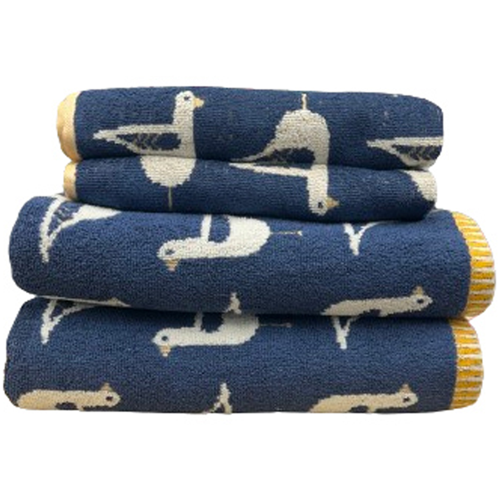 Bellissimo Sea Gull Navy Turkish Cotton Hand and Bath Towels Set of 4 Image 1