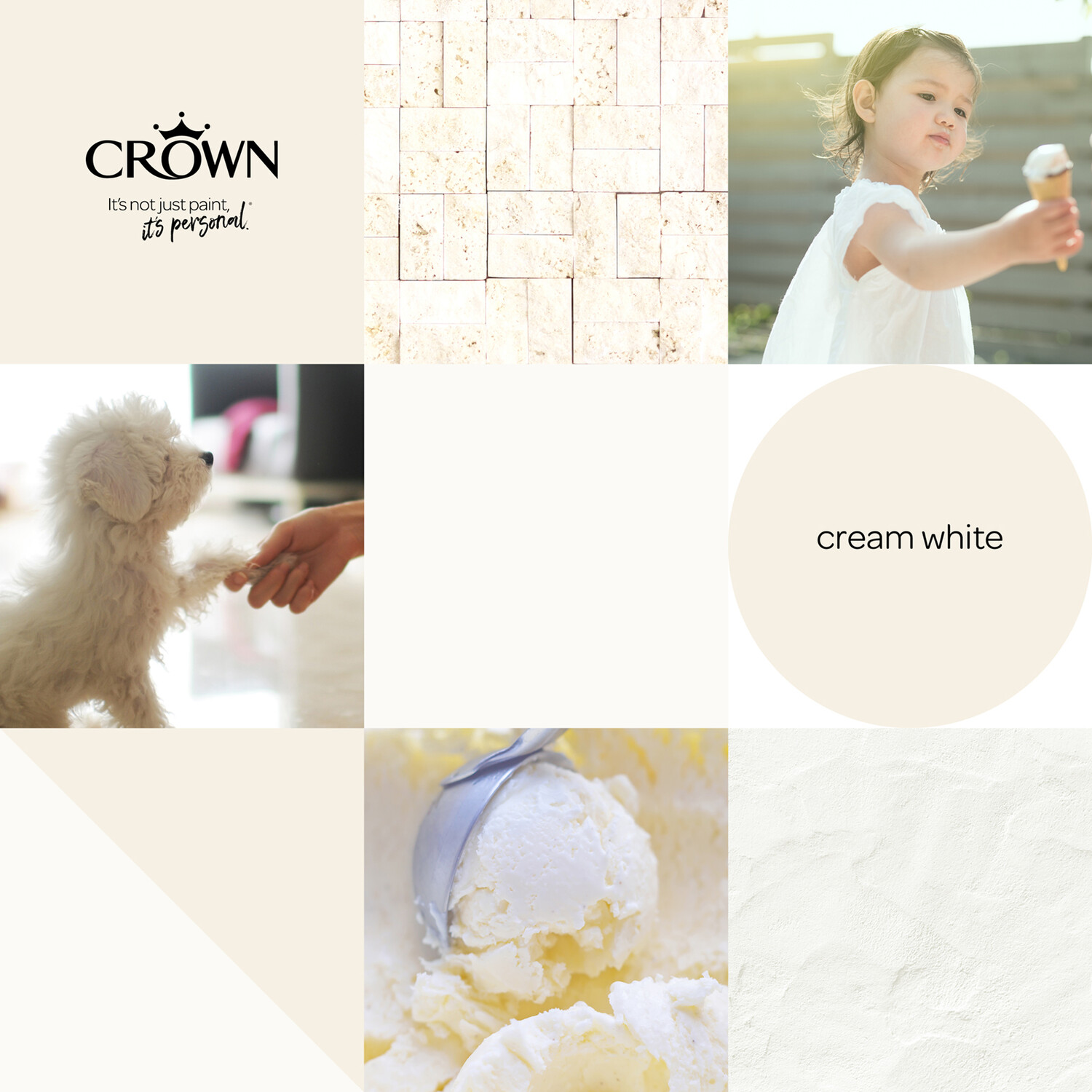 Crown Walls & Ceilings Cream White Mid Sheen Emulsion Paint 2.5L Image 7
