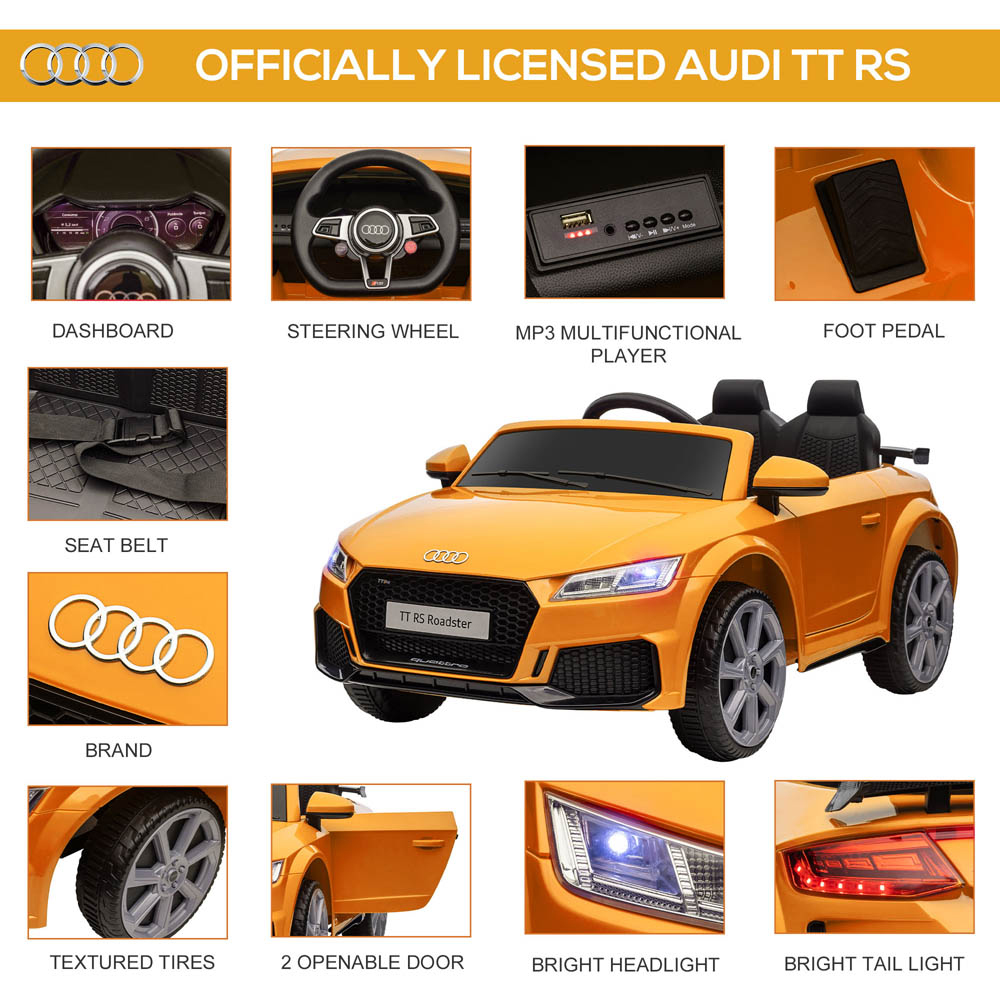 Tommy Toys Audi TT RS Kids Ride On Electric Car Yellow 12V Image 2