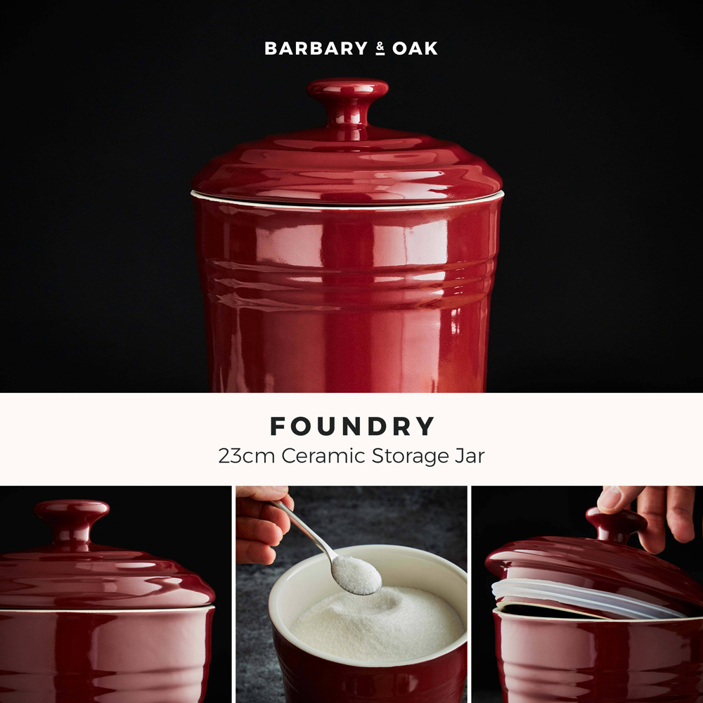 Barbary and Oak 23cm Bordeaux Red Ceramic Storage Jar Image 2