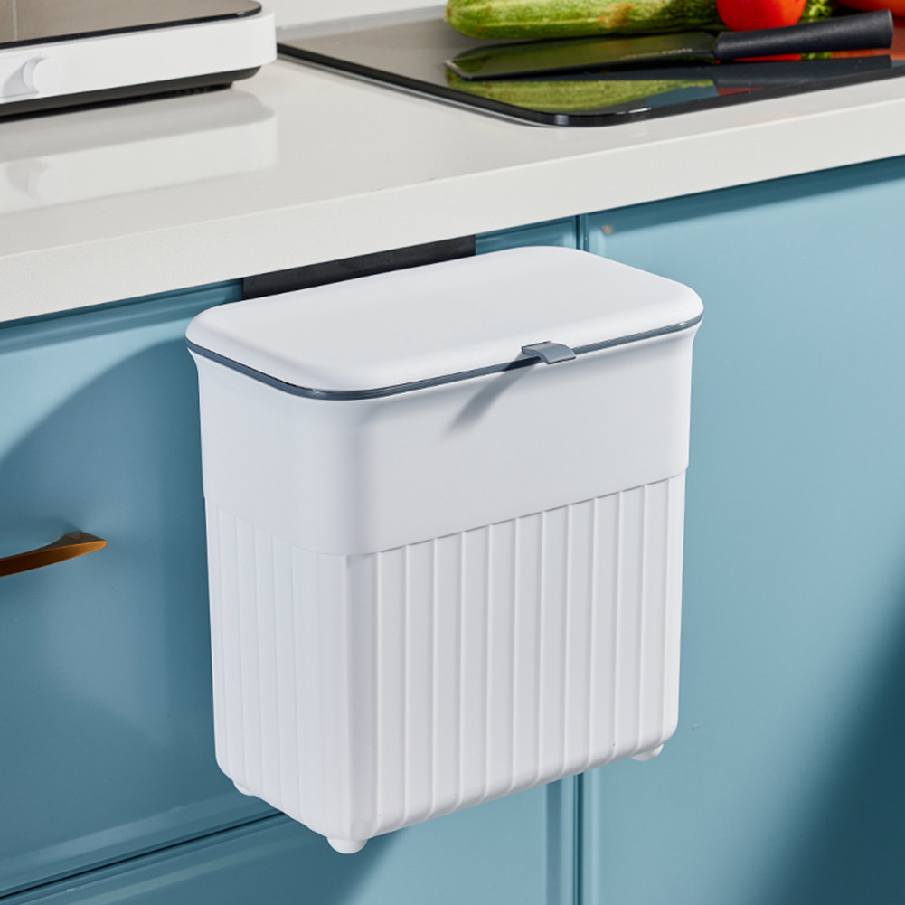 Living and Home Kitchen Trash Can with Lid White Image 3