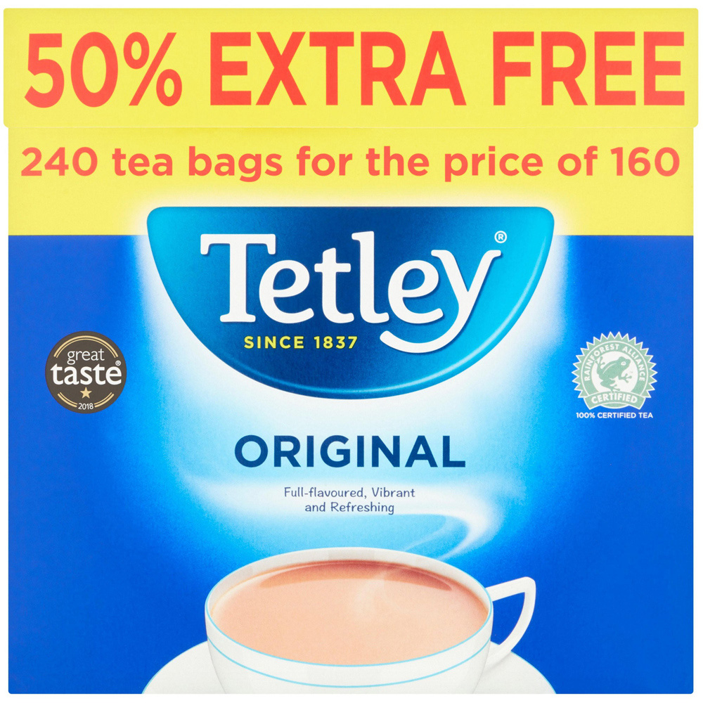 Tetley Original 160 + 80 Free Tea Bags 750g Image