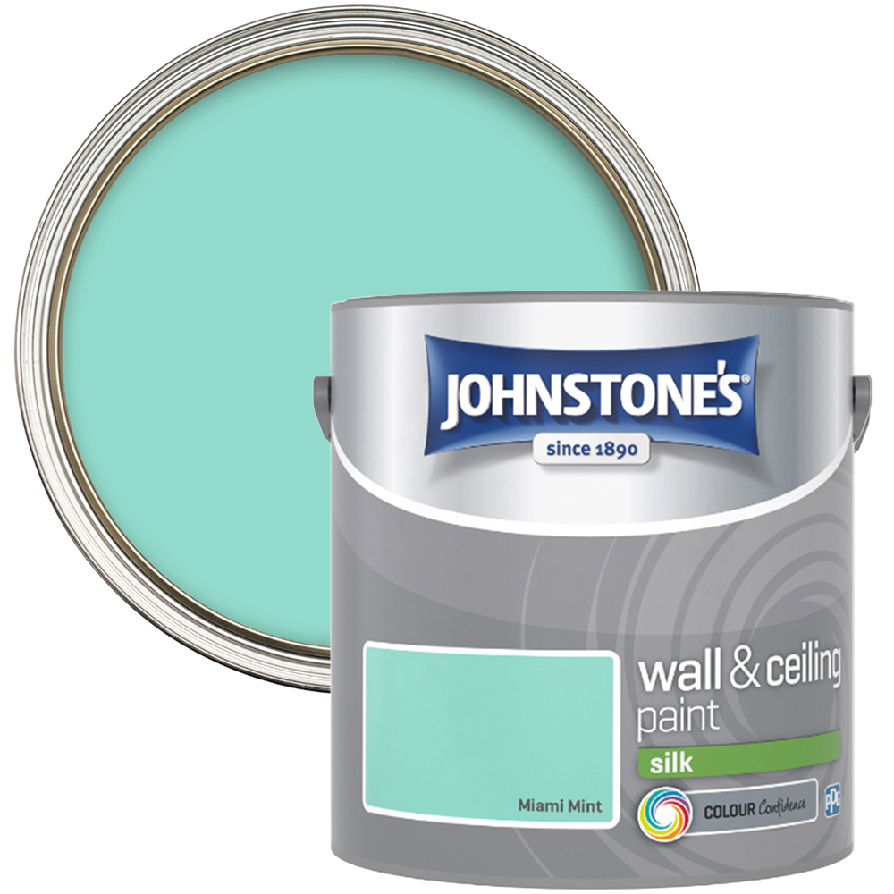 Johnstone's Walls & Ceilings Miami Mint Silk Emulsion Paint 2.5L Image 1