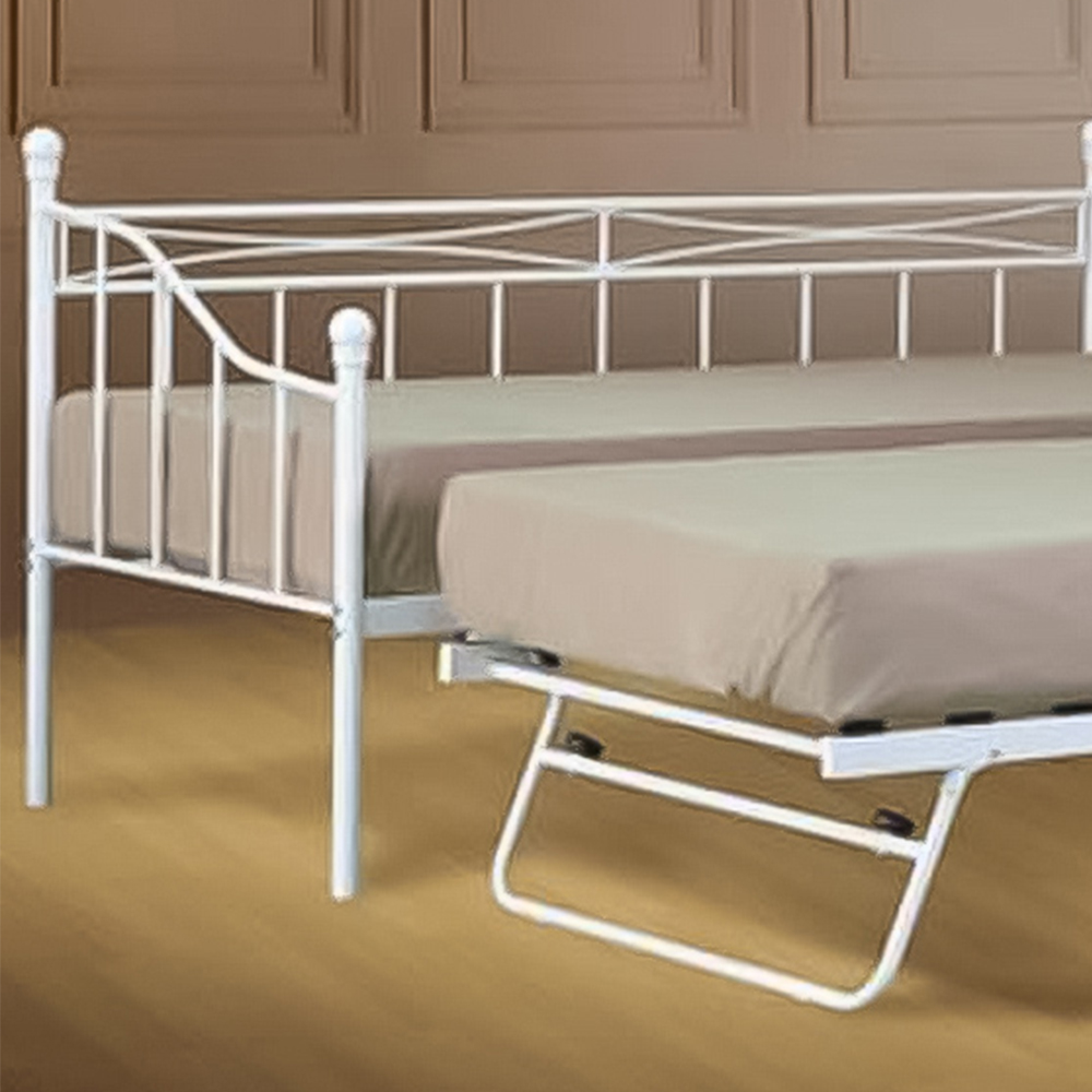 Brooklyn Single Sleeper White Metal Day Bed with Trundle Image 2