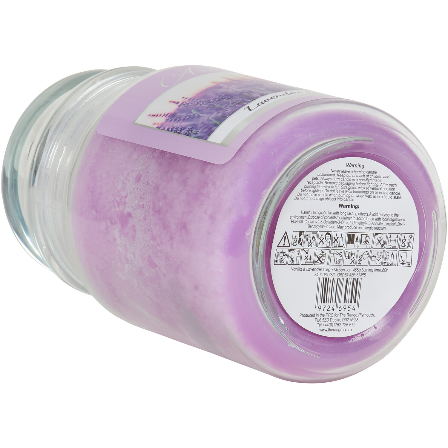 Lavender & Vanilla Large Mason Jar Candle - Purple Image 4
