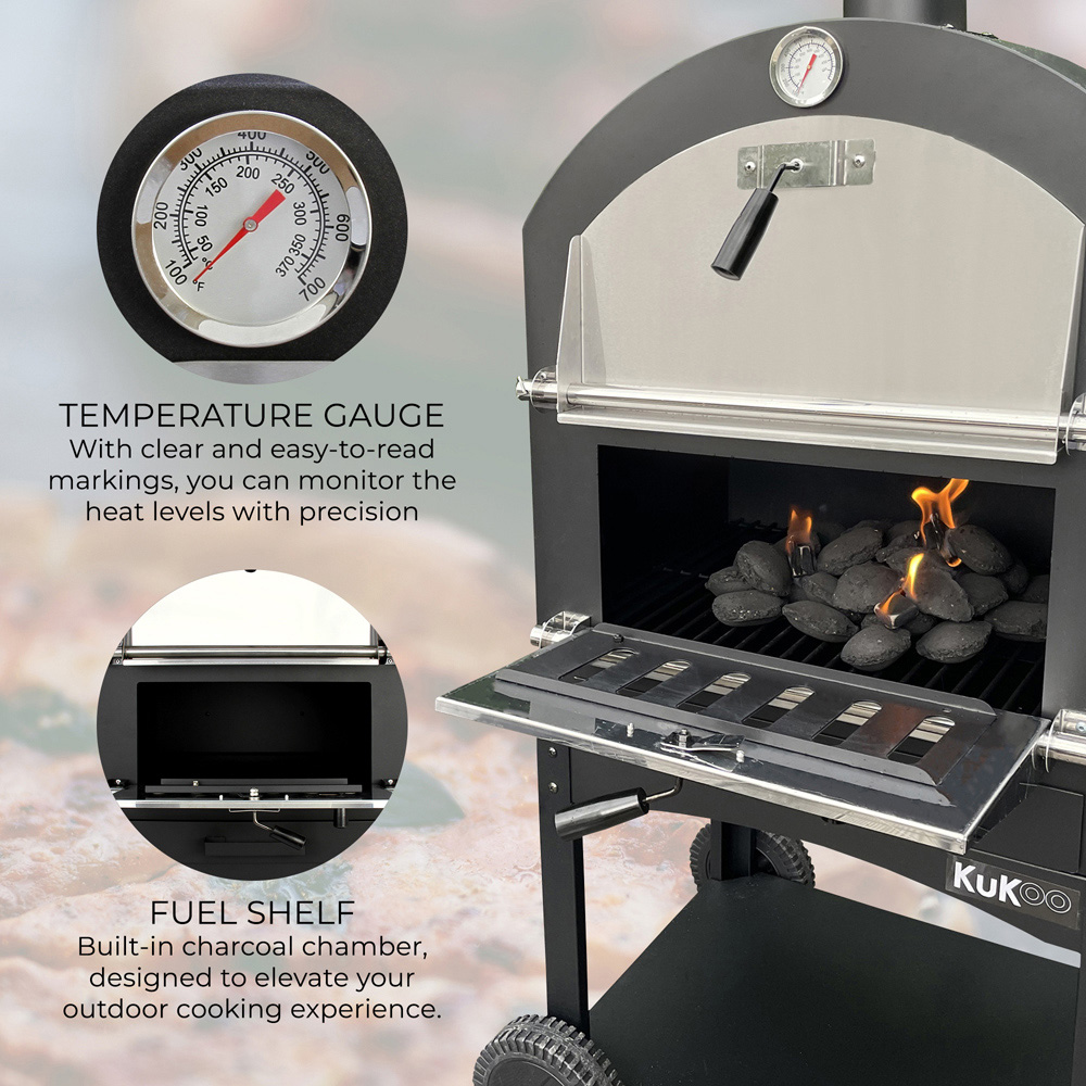 KuKoo Black Outdoor Pizza Oven and Cover Image 4