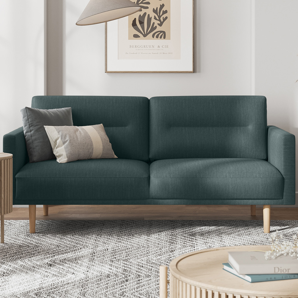 Florence Larvik 2.5 Seater Dark Green Sofa with Oak Legs Image 1
