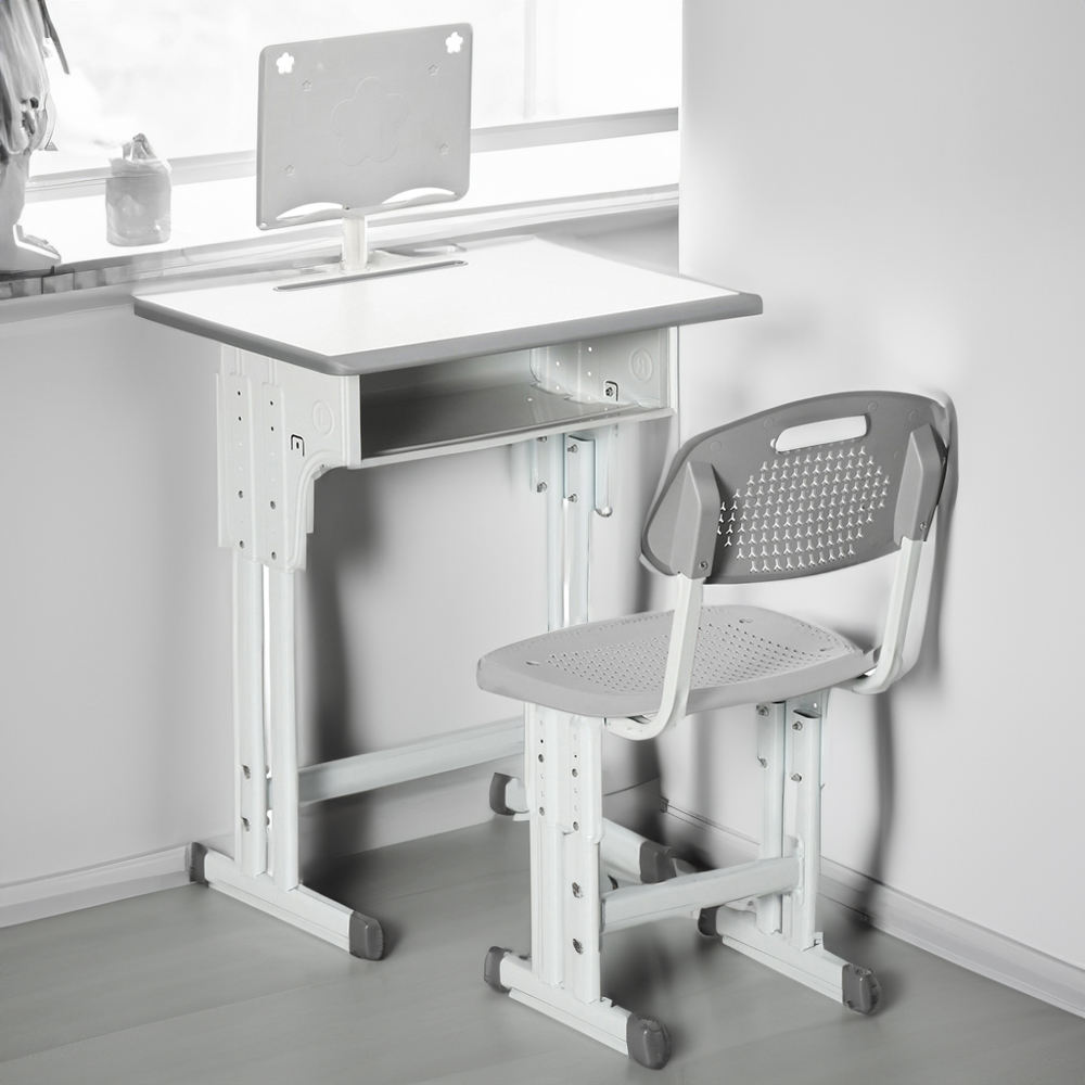 HOMCOM Kids Grey Study Desk and Chair Set Image 4