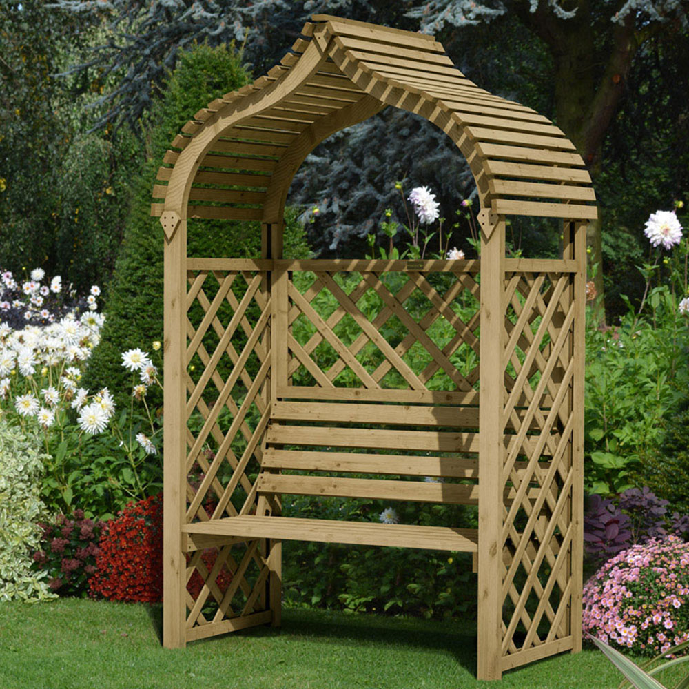 Rowlinson Kashmir 2 Seater Natural Arbour with Slatted Roof Image 1