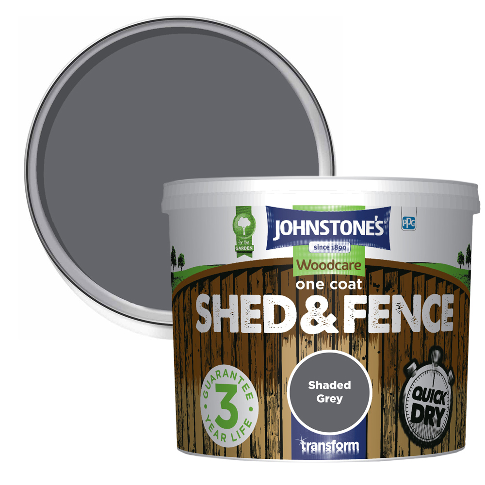 Johnstones One Coat Shed & Fence Paint 9L - Shaded Grey Image 1