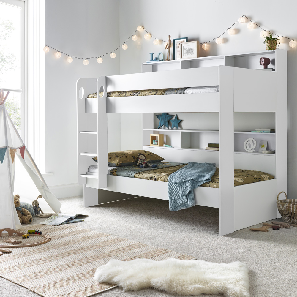 Oliver White Single Drawer Storage Bunk Bed with Orthopaedic Mattresses Image 9