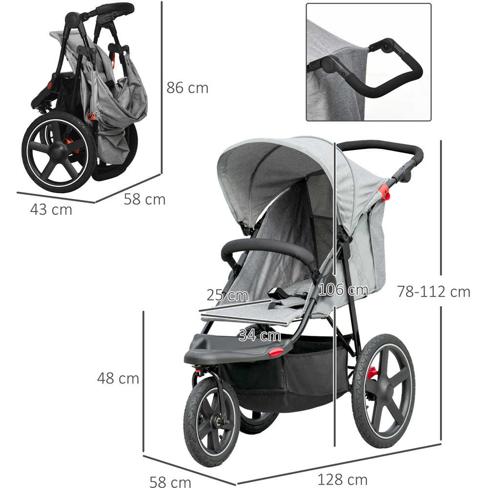 Portland Grey Three Wheeler Baby Stroller Image 3