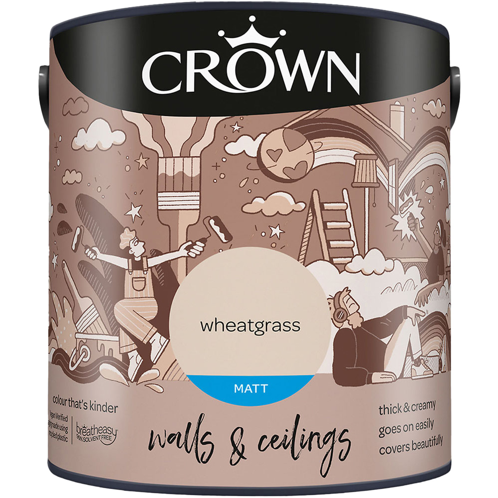 Crown Breatheasy Walls & Ceilings Wheatgrass Matt Emulsion Paint 2.5L Image 2