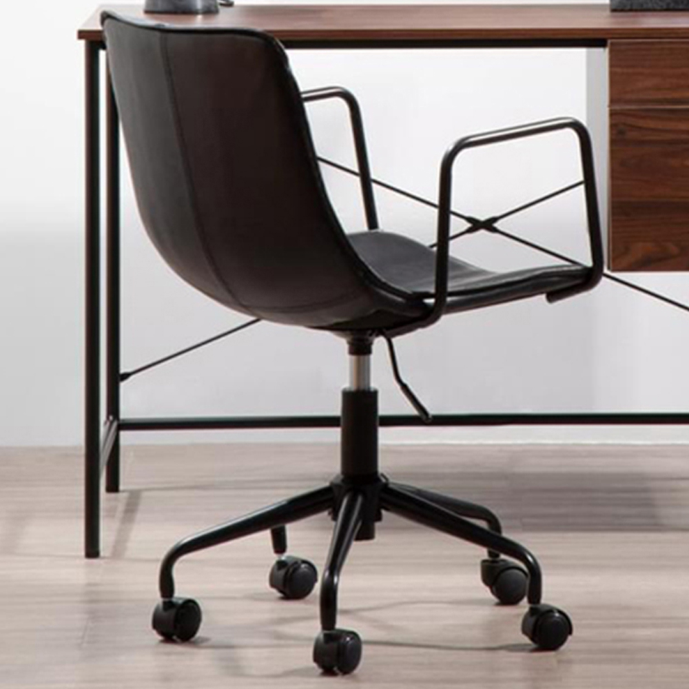 Premier Housewares Branson Black Leather Swivel Office Chair Image 1