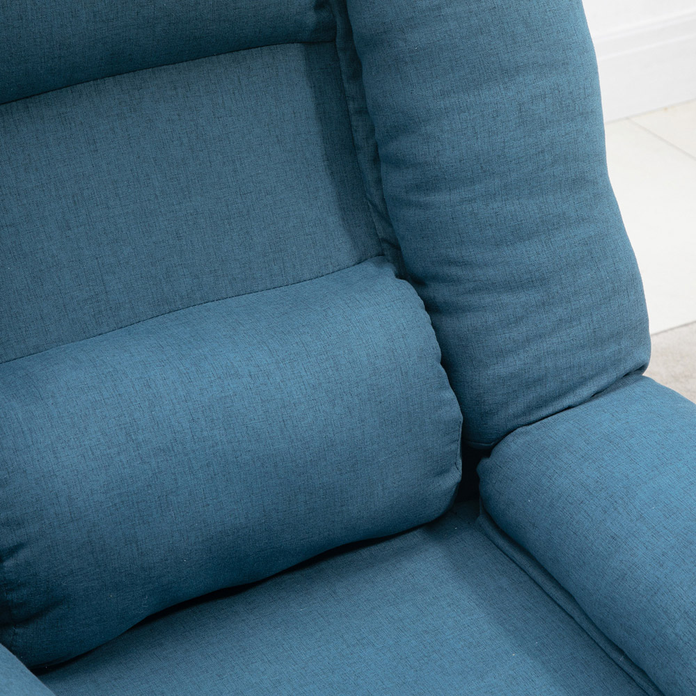 Portland Blue Linen Manual Recliner Chair with Footstool Image 3