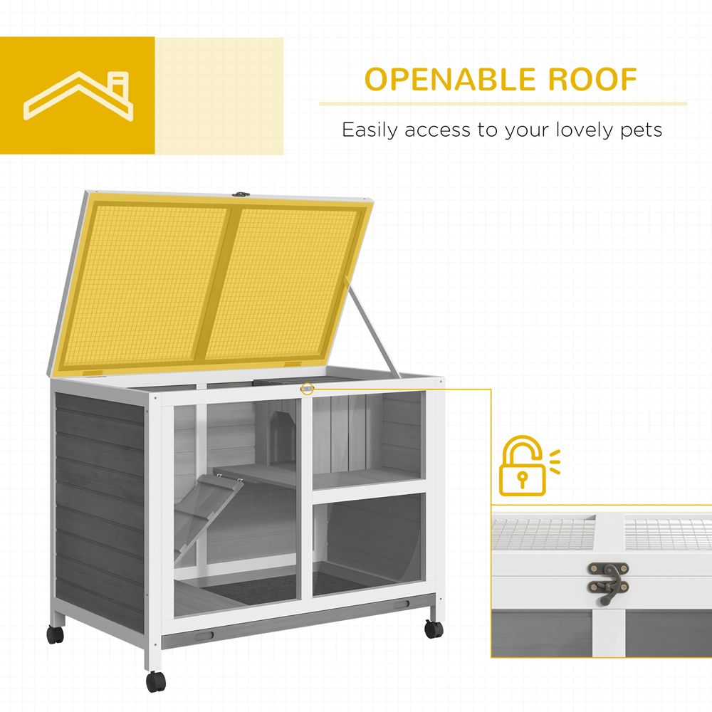 PawHut Grey Wooden Pet House with Tray Image 5