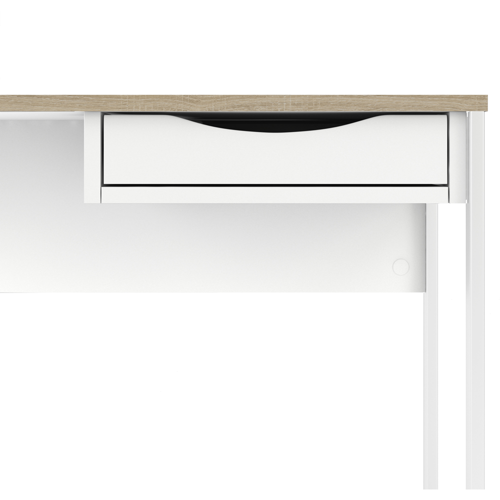 Florence Function Plus Single Drawer Desk White and Oak Trim Image 7