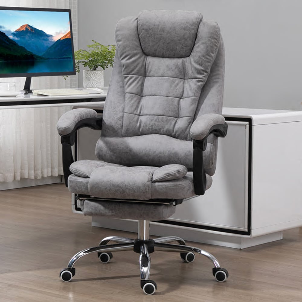 Portland Grey Microfiber Swivel Vibration Massage Ergonomic Office Chair Image 1