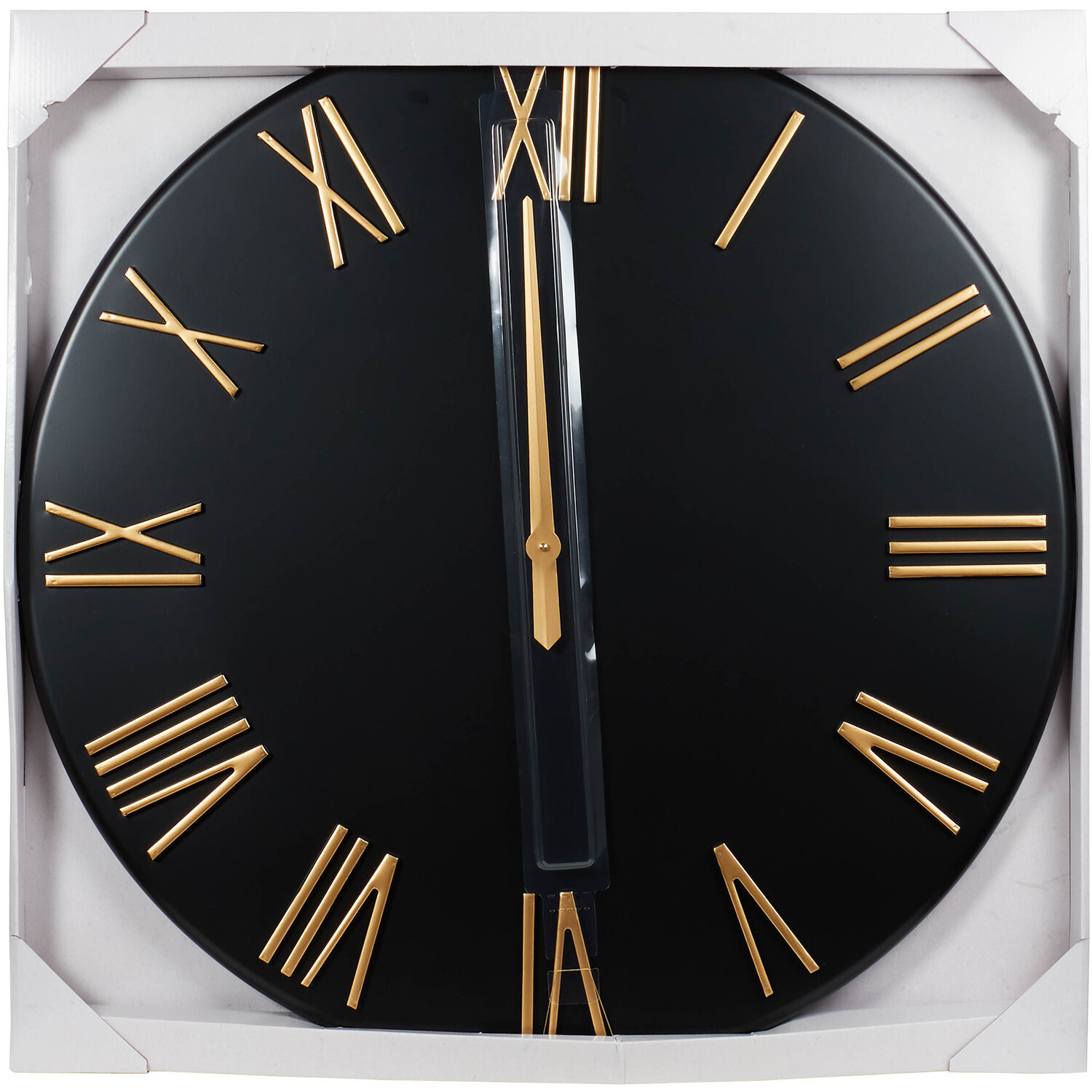 Black and Gold Roman Numeral Wall Clock Image 3
