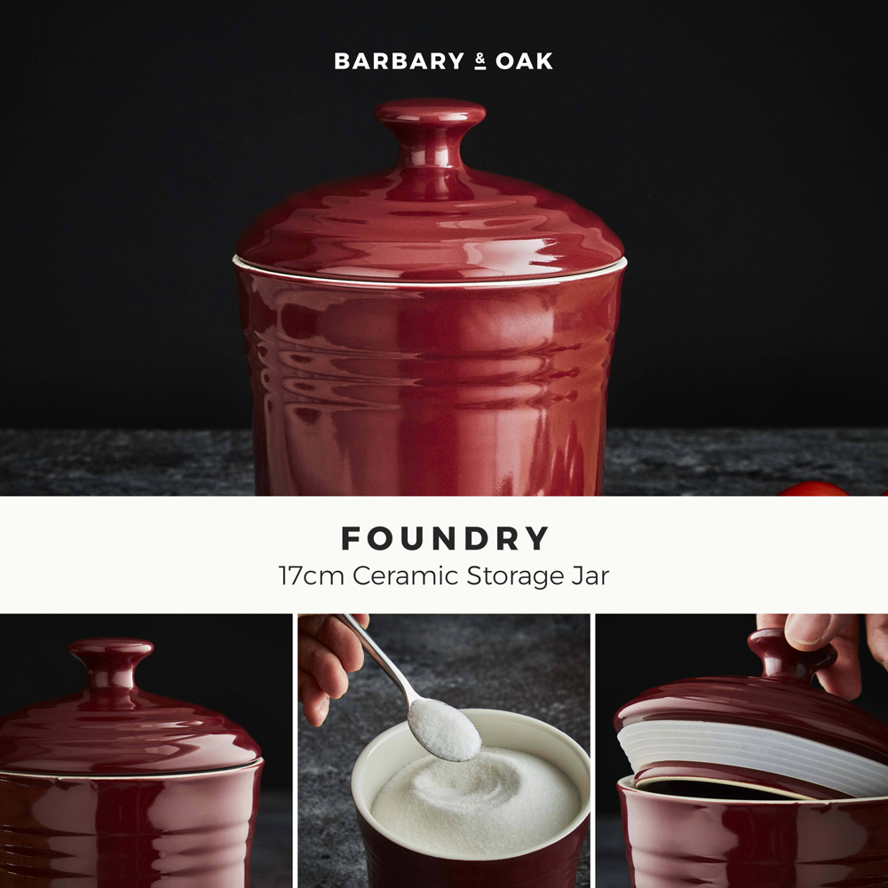 Barbary and Oak 17cm Bordeaux Red Ceramic Storage Jar Image 2