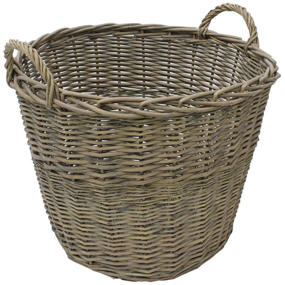 JVL Grey Washed Chunky Willow Log Basket Image 1
