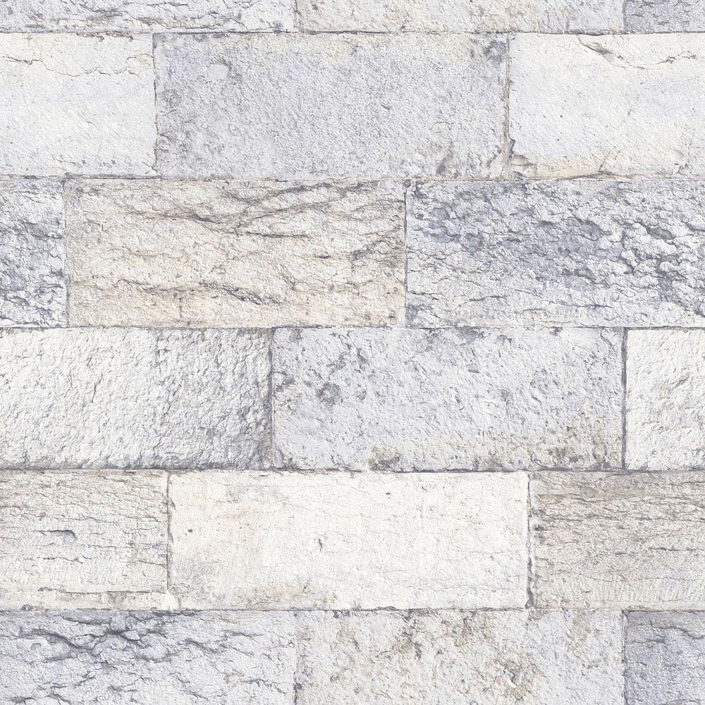 Galerie Organic Textured Stone Bricks Light Grey Wallpaper Image 1
