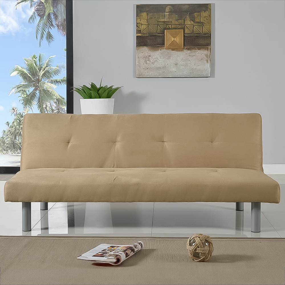 Brooklyn Double Sleeper Cream Faux Suede Sofa Bed Image 1