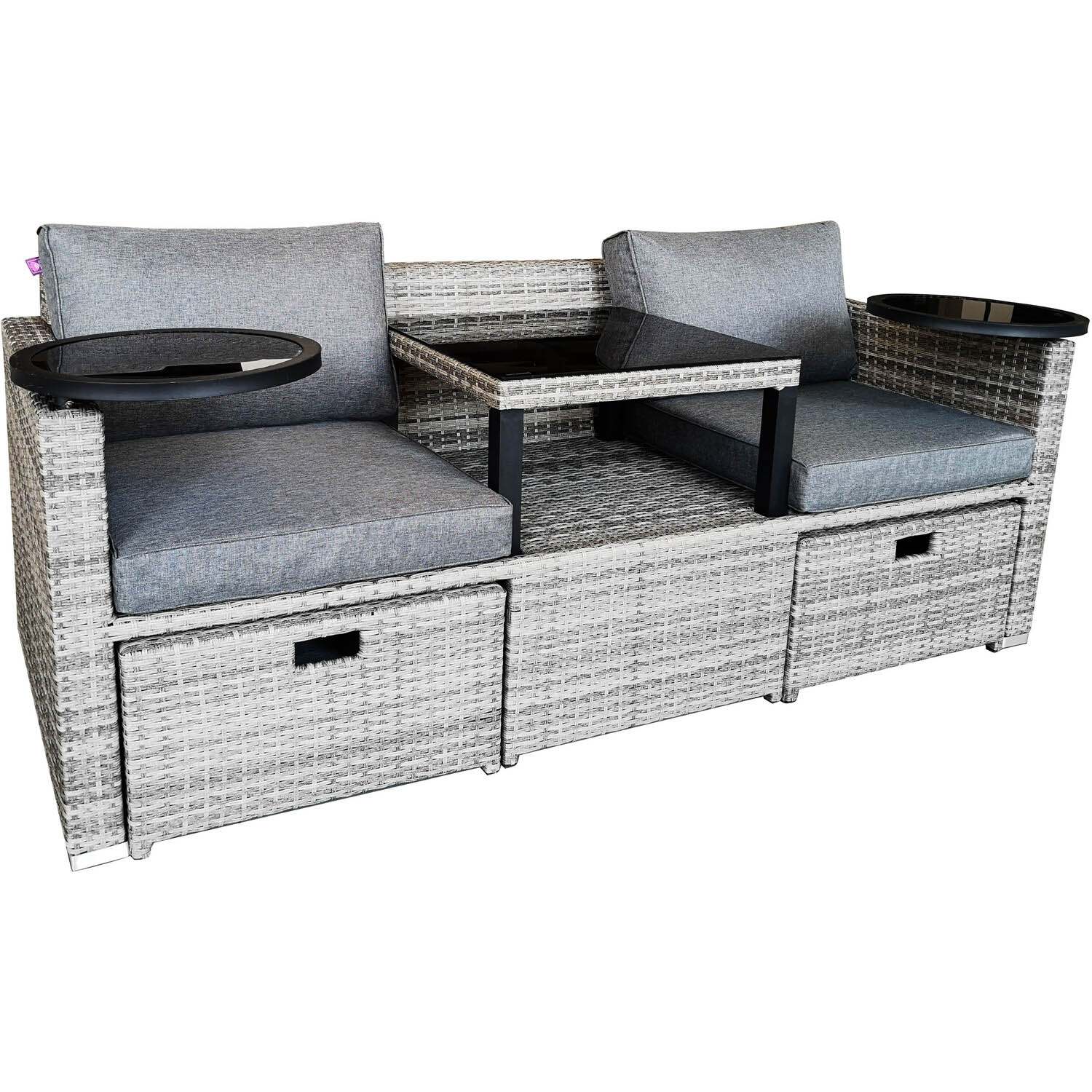 Malay Deluxe Malay New Hampshire 2 Seater Natural Transformer Patio Set Image 11