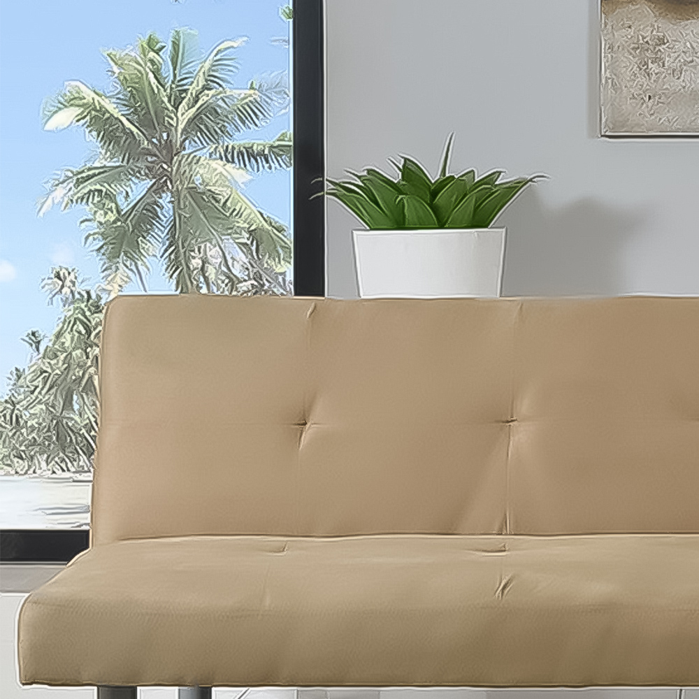Brooklyn Double Sleeper Cream Faux Suede Sofa Bed Image 2