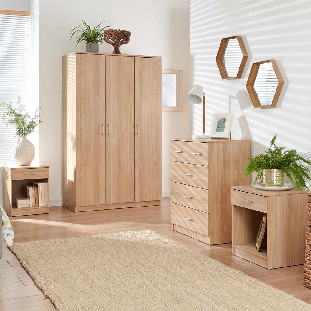 GFW Panama Oak Wood 4 Piece Bedroom Furniture Set Image 1
