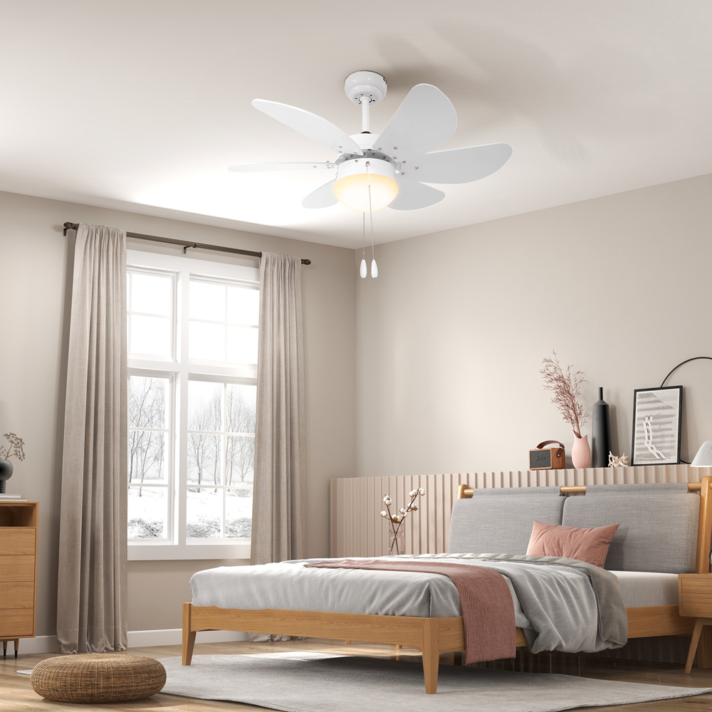 Portland White Reversible Ceiling Fan with LED Light Image 2