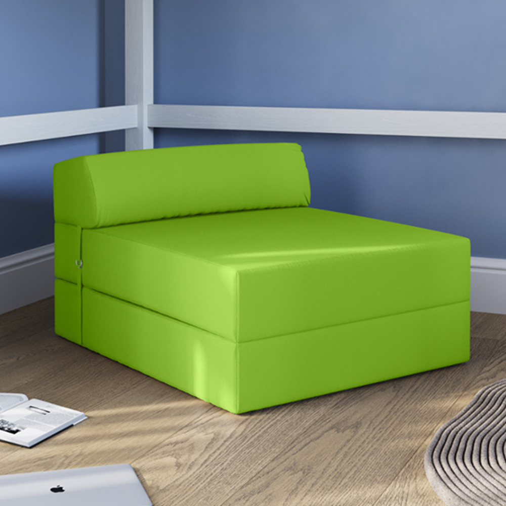 Flair Lime Green Portable Z Fold Futon Chair and Bed Image 1