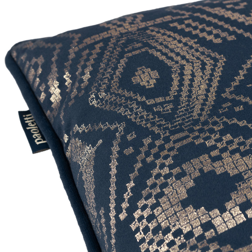 Paoletti Tayanna Navy Velvet Touch Piped Cushion Image 5