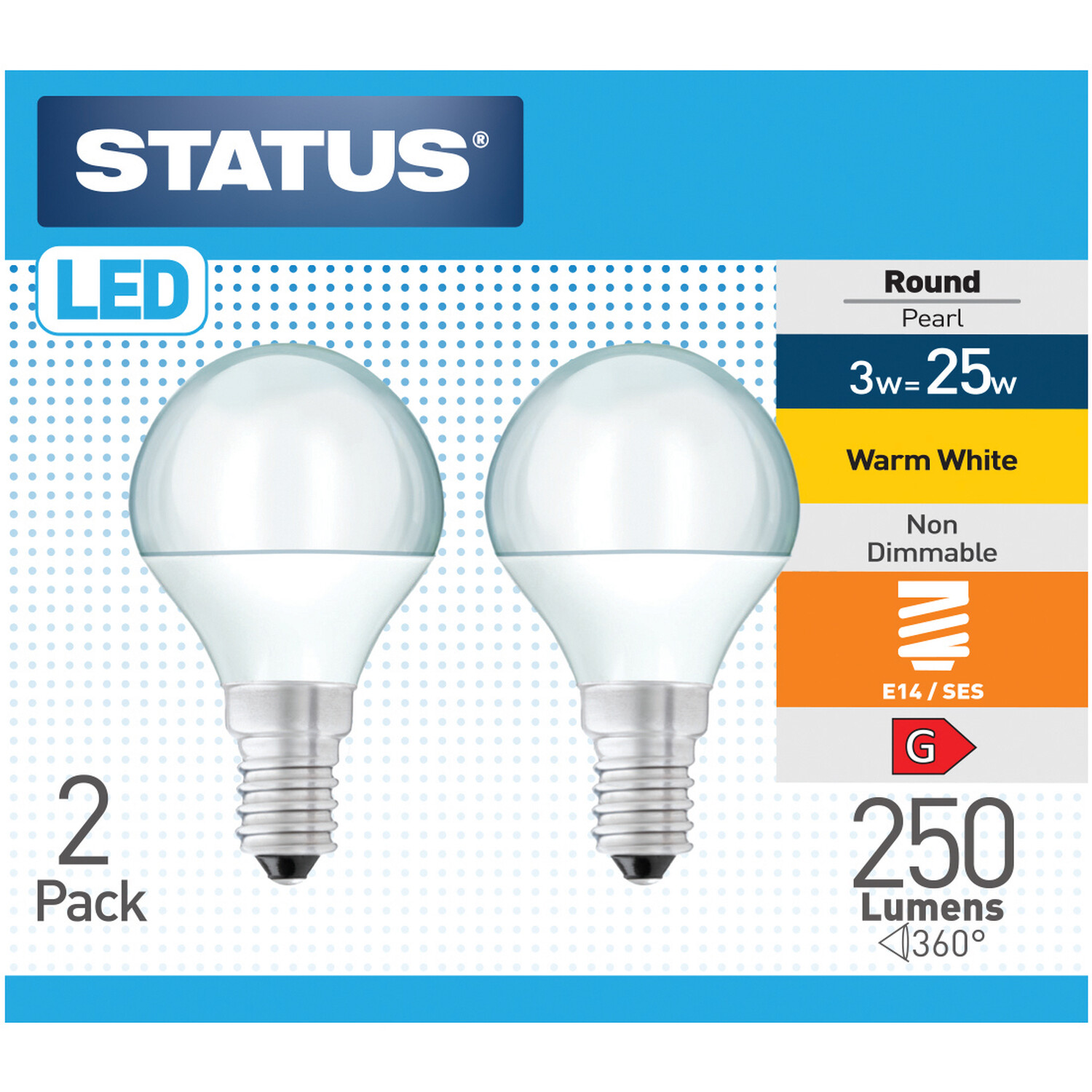 Status 2 Pack SES LED 3W Round Light Bulb Image 1