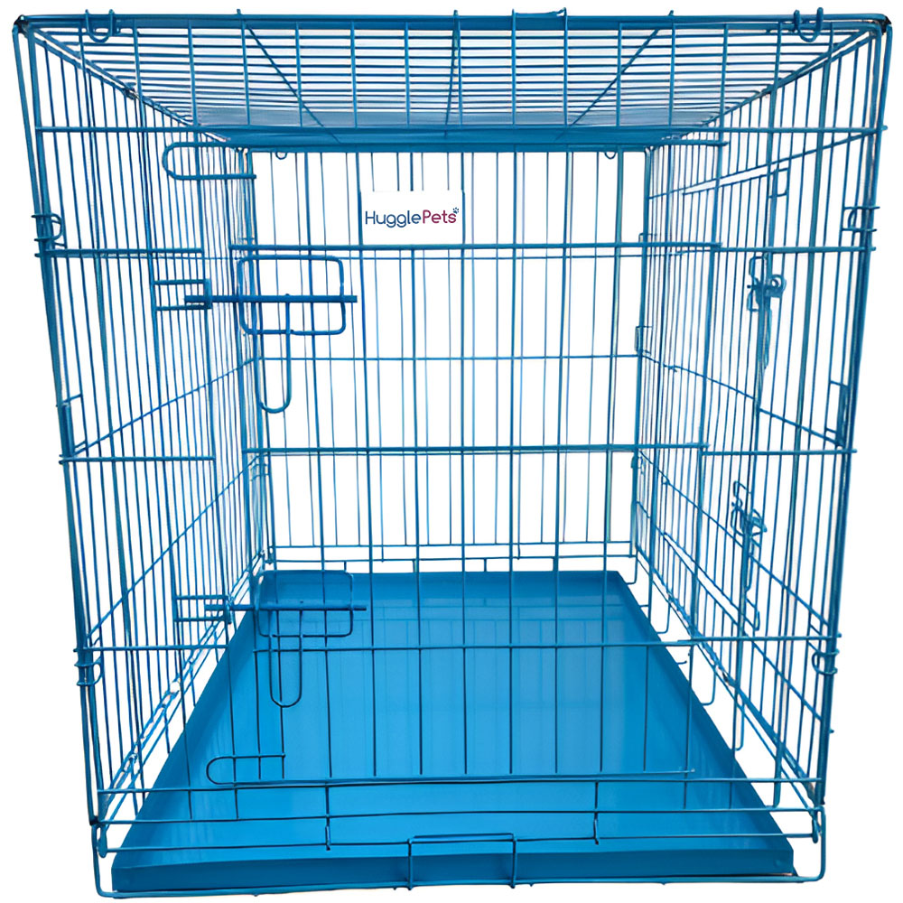 HugglePets Small Blue Dog Cage with Metal Tray 61cm Image 4